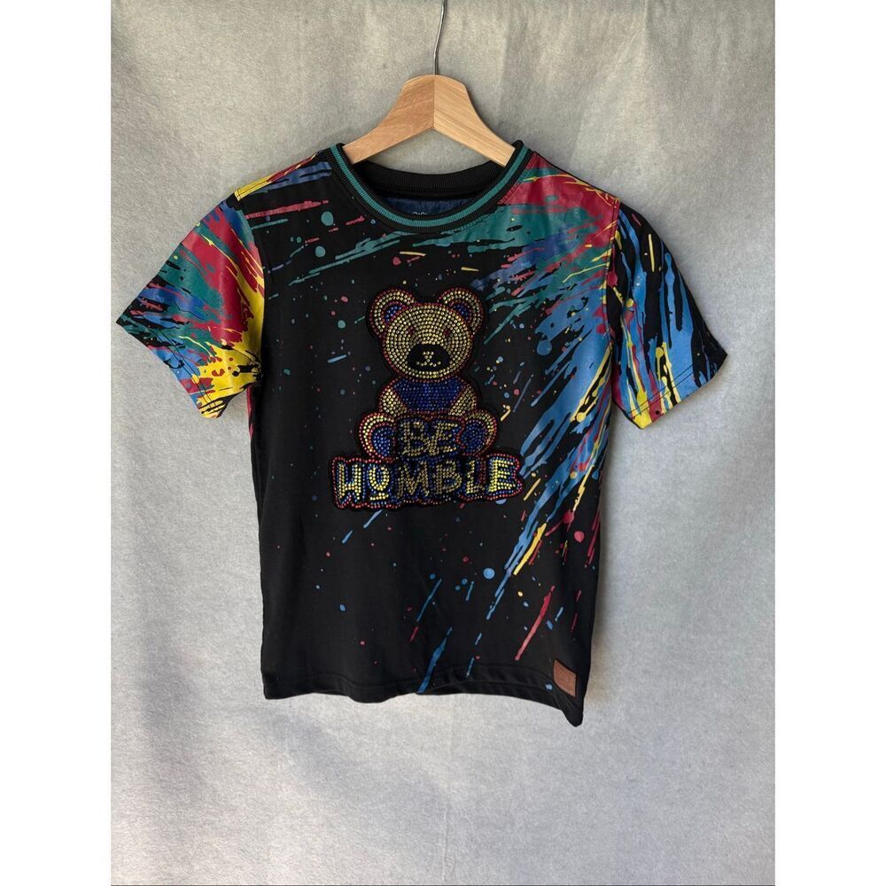 Elite Premium Denim Youth T-Shirt 8-10 Black Rhinestone Bear McBling Y2K
